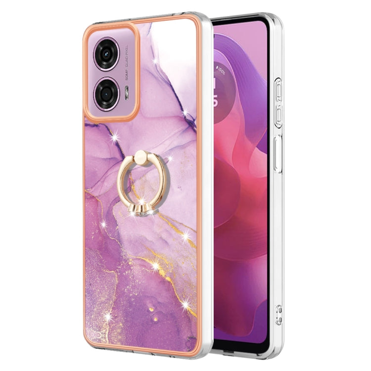 Electroplating Marble IMD TPU Phone Case with Ring Holder, For Motorola Moto G04 4G / G24 4G, For Motorola Moto G34, For Motorola Moto G84, For Motorola Moto G54