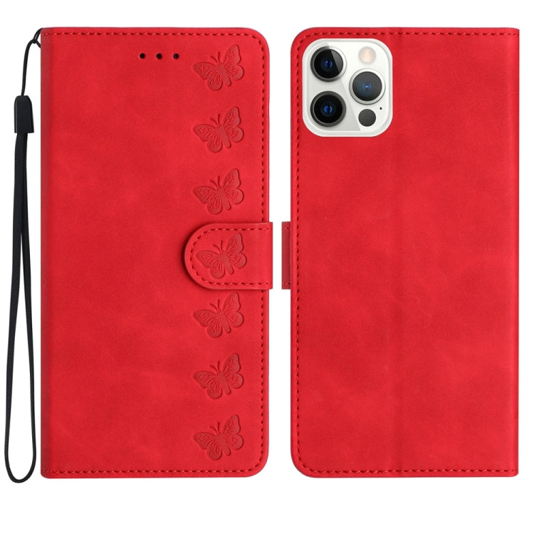 Seven Butterflies Embossed Leather Phone Case, For iPhone 14 Pro Max, For iPhone 13 Pro Max, For iPhone 13 Pro, For iPhone 13