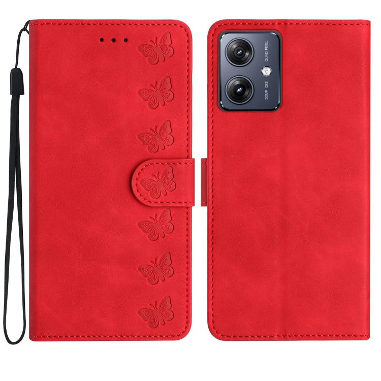 Seven Butterflies Embossed Leather Phone Case, For Motorola Moto G14 4G, For Motorola Edge 40, For Motorola Moto G13, For Motorola Moto E13