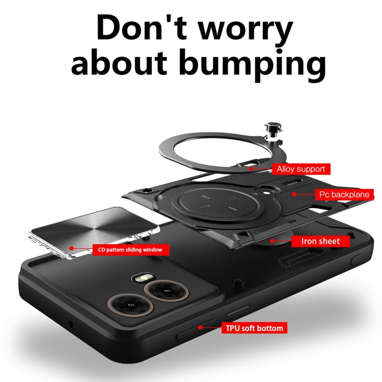 CD Texture Sliding Camshield Magnetic Holder Phone Case, For Motorola Moto G85, For Motorola Edge 50 Pro Global, For Motorola Moto G24 Power, For Motorola Moto E13