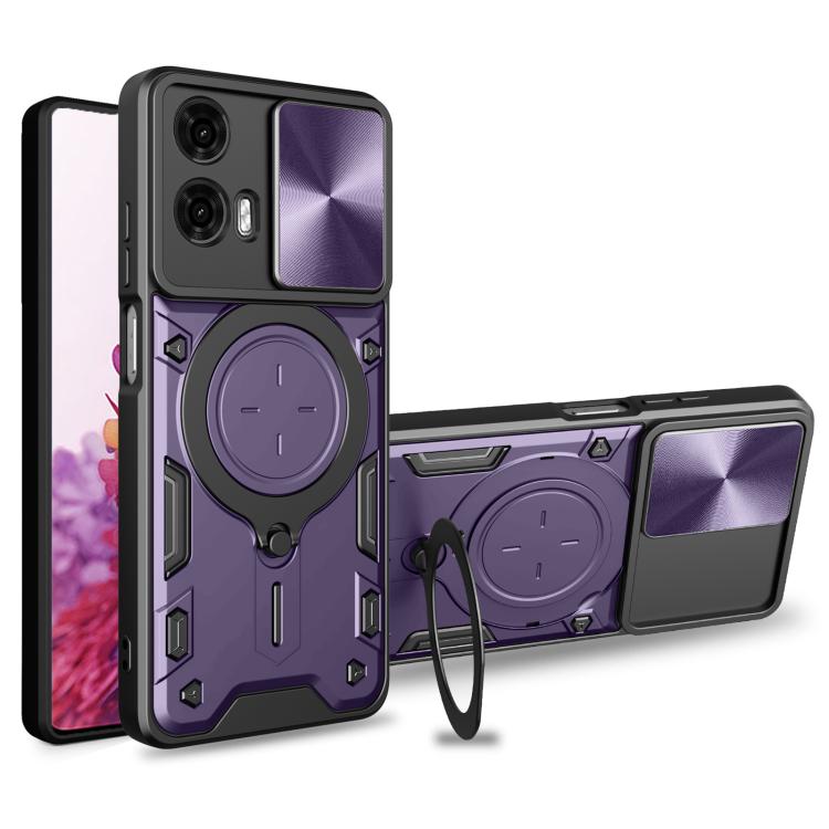 CD Texture Sliding Camshield Magnetic Holder Phone Case, For Motorola Moto G85, For Motorola Edge 50 Pro Global, For Motorola Moto G24 Power, For Motorola Moto E13