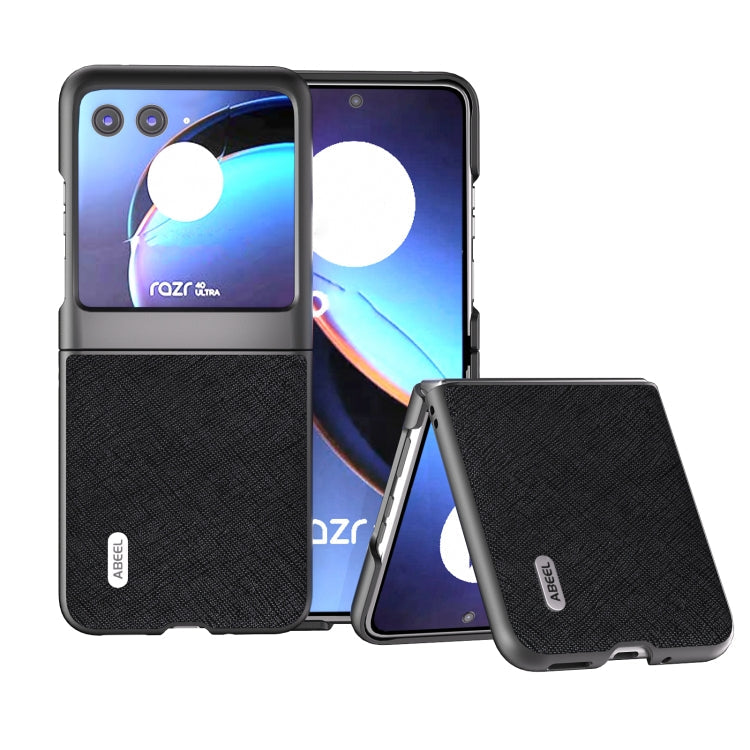 ABEEL Cross Texture Genuine Leather Phone Case, For Motorola Razr 60 Ultra, For Motorola Razr 40, For Motorola Razr 40 Ultra