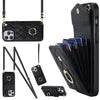 Rhombic Texture Card Bag Phone Case with Long Lanyard, For iPhone 14 Pro Max, For iPhone 13 Pro Max, For iPhone 13 Pro