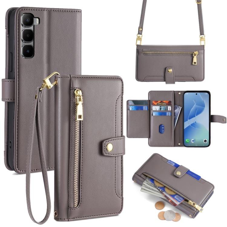 Sheep Texture Cross-body Zipper Wallet Leather Phone Case, For Infinix Hot 60 Pro+ 4G, For Infinix Hot 60 Pro 4G, For Infinix Smart 10 4G, For Infinix Note 50s 5G