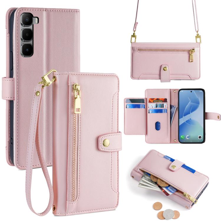 Sheep Texture Cross-body Zipper Wallet Leather Phone Case, For Infinix Hot 60 Pro+ 4G, For Infinix Hot 60 Pro 4G, For Infinix Smart 10 4G, For Infinix Note 50s 5G