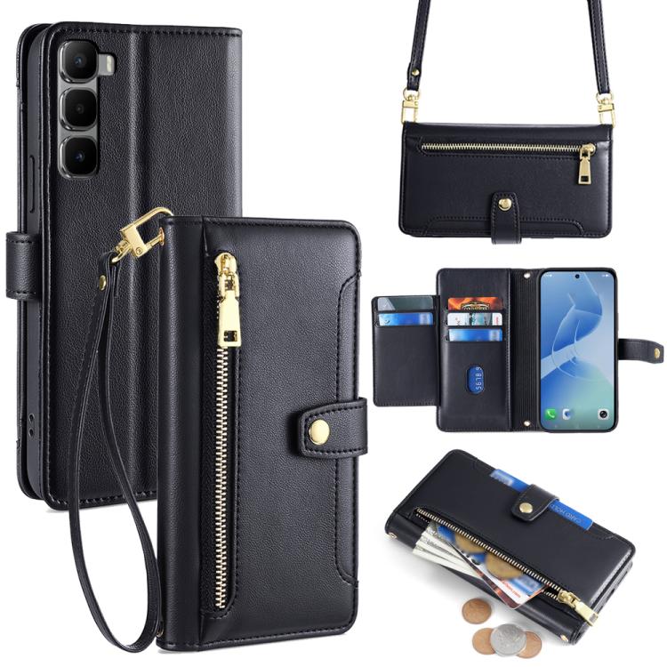 Sheep Texture Cross-body Zipper Wallet Leather Phone Case, For Infinix Hot 60 Pro+ 4G, For Infinix Hot 60 Pro 4G, For Infinix Smart 10 4G, For Infinix Note 50s 5G