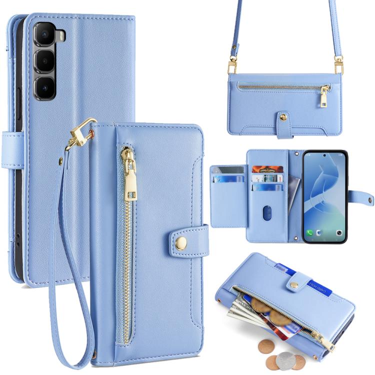 Sheep Texture Cross-body Zipper Wallet Leather Phone Case, For Infinix Hot 60 Pro+ 4G, For Infinix Hot 60 Pro 4G, For Infinix Smart 10 4G, For Infinix Note 50s 5G