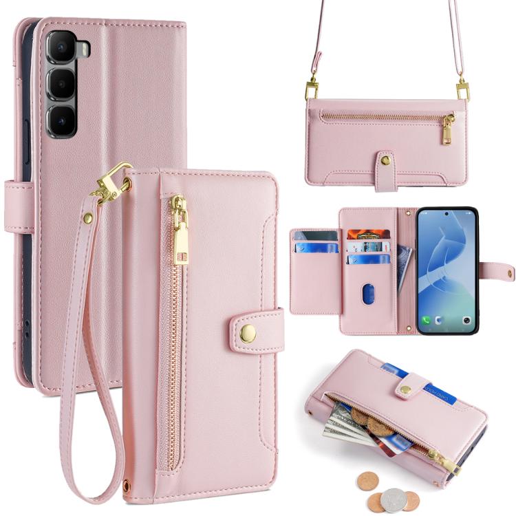 Sheep Texture Cross-body Zipper Wallet Leather Phone Case, For Infinix Hot 60 Pro+ 4G, For Infinix Hot 60 Pro 4G, For Infinix Smart 10 4G, For Infinix Note 50s 5G