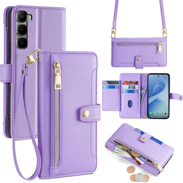 Sheep Texture Cross-body Zipper Wallet Leather Phone Case, For Infinix Hot 60 Pro+ 4G, For Infinix Hot 60 Pro 4G, For Infinix Smart 10 4G, For Infinix Note 50s 5G