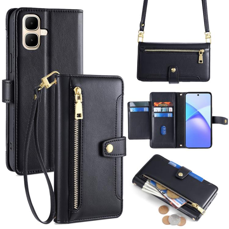 Sheep Texture Cross-body Zipper Wallet Leather Phone Case, For Infinix Hot 60 Pro+ 4G, For Infinix Hot 60 Pro 4G, For Infinix Smart 10 4G, For Infinix Note 50s 5G