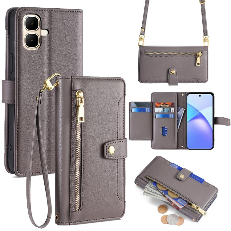 Sheep Texture Cross-body Zipper Wallet Leather Phone Case, For Infinix Hot 60 Pro+ 4G, For Infinix Hot 60 Pro 4G, For Infinix Smart 10 4G, For Infinix Note 50s 5G
