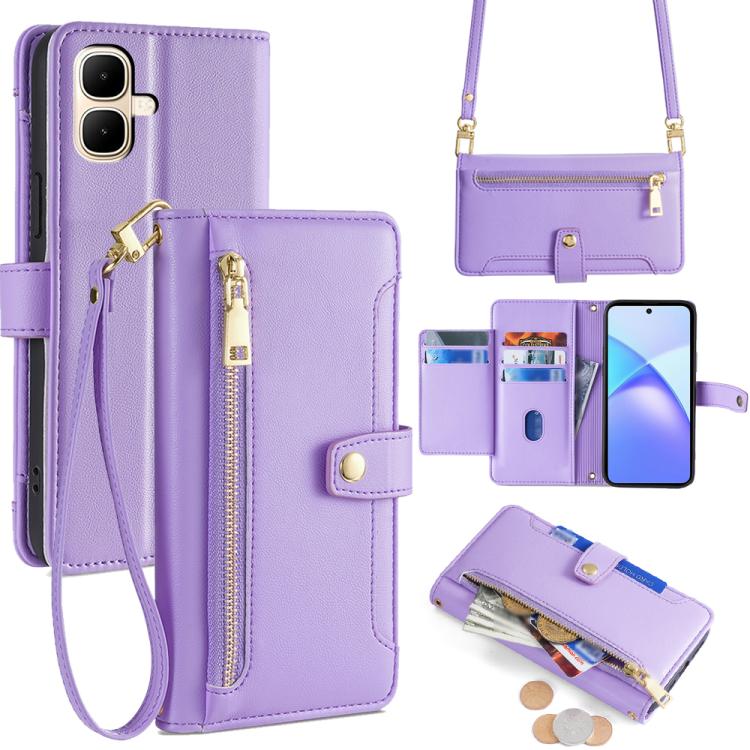 Sheep Texture Cross-body Zipper Wallet Leather Phone Case, For Infinix Hot 60 Pro+ 4G, For Infinix Hot 60 Pro 4G, For Infinix Smart 10 4G, For Infinix Note 50s 5G