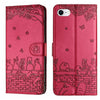 Cat Embossing Pattern Leather Phone Case with Lanyard, For iPhone 16e / 17e, For iPhone 17 Pro Max, For iPhone 17 Pro, For iPhone 17