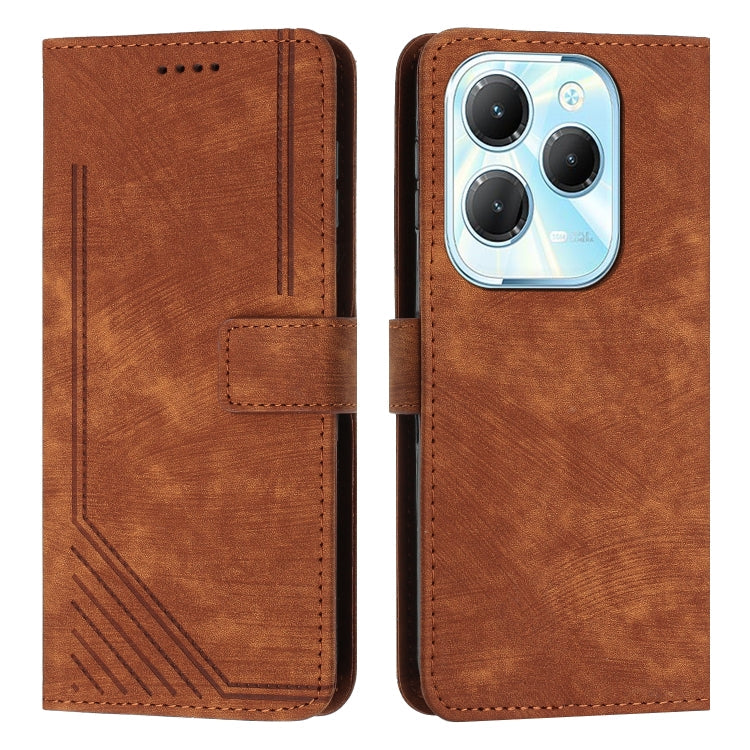 Skin Feel Stripe Pattern Leather Phone Case with Lanyard, For Infinix Note 40 4G, For Infinix Hot 40 / 40 Pro, For Infinix Hot 40i, For Infinix Smart 8