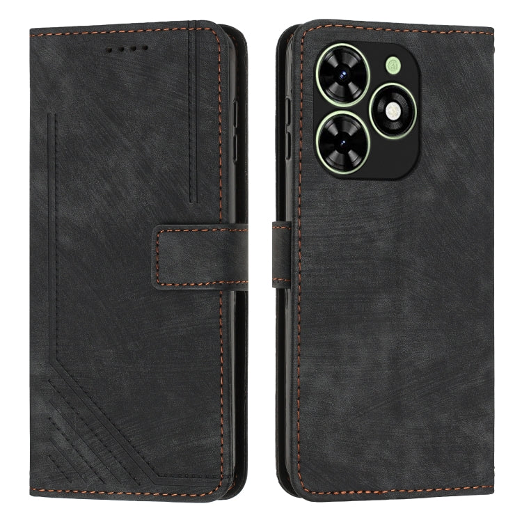 Skin Feel Stripe Pattern Leather Phone Case with Lanyard, For Infinix Note 40 4G, For Infinix Hot 40 / 40 Pro, For Infinix Hot 40i, For Infinix Smart 8