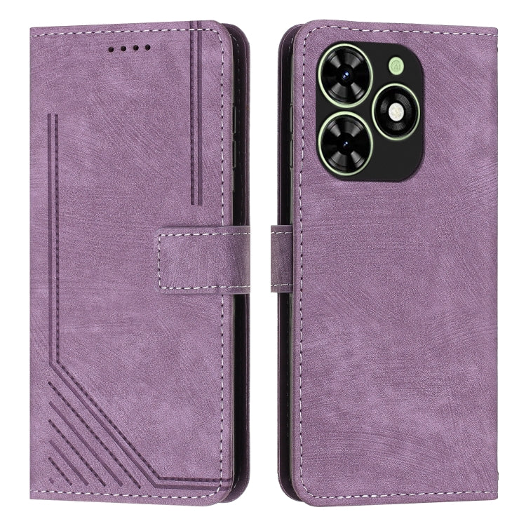 Skin Feel Stripe Pattern Leather Phone Case with Lanyard, For Infinix Note 40 4G, For Infinix Hot 40 / 40 Pro, For Infinix Hot 40i, For Infinix Smart 8