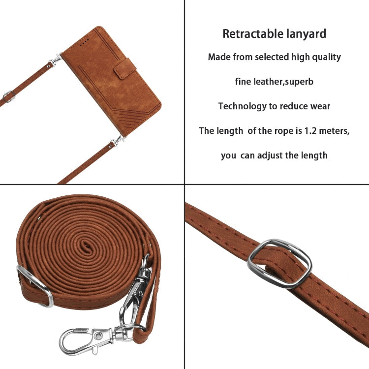 Skin Feel Stripe Pattern Leather Phone Case with Lanyard, For Infinix Note 40 4G, For Infinix Hot 40 / 40 Pro, For Infinix Hot 40i, For Infinix Smart 8