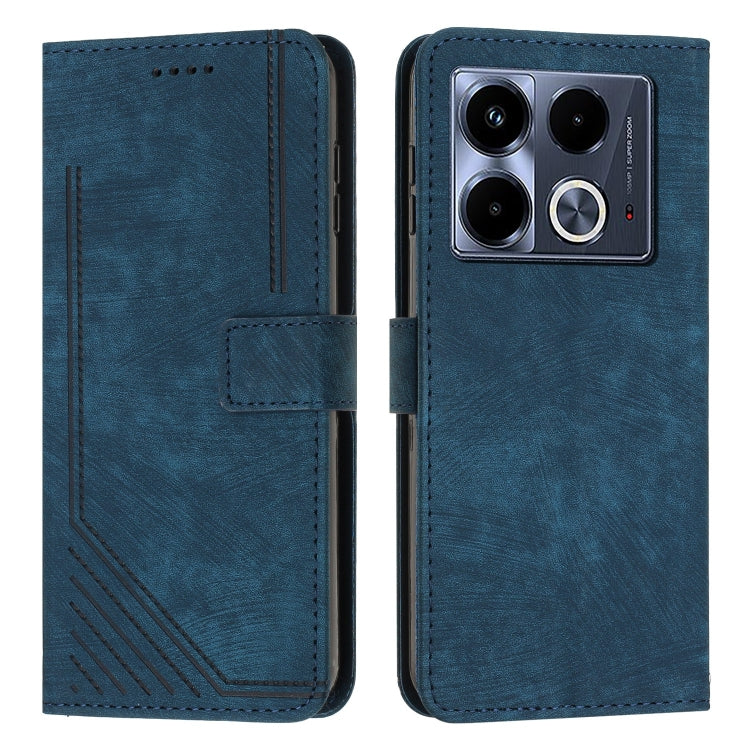 Skin Feel Stripe Pattern Leather Phone Case with Lanyard, For Infinix Note 40 4G, For Infinix Hot 40 / 40 Pro, For Infinix Hot 40i, For Infinix Smart 8