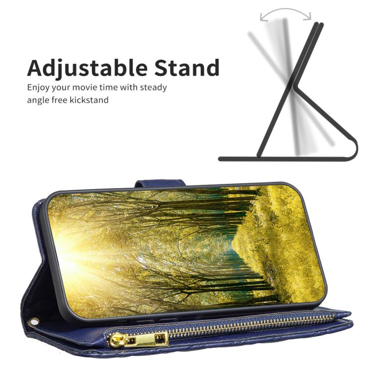 Diamond Lattice Zipper Wallet Leather Flip Phone Case, For iPhone 17 Pro Max, For iPhone 17 Pro, For iPhone 17, For iPhone Air