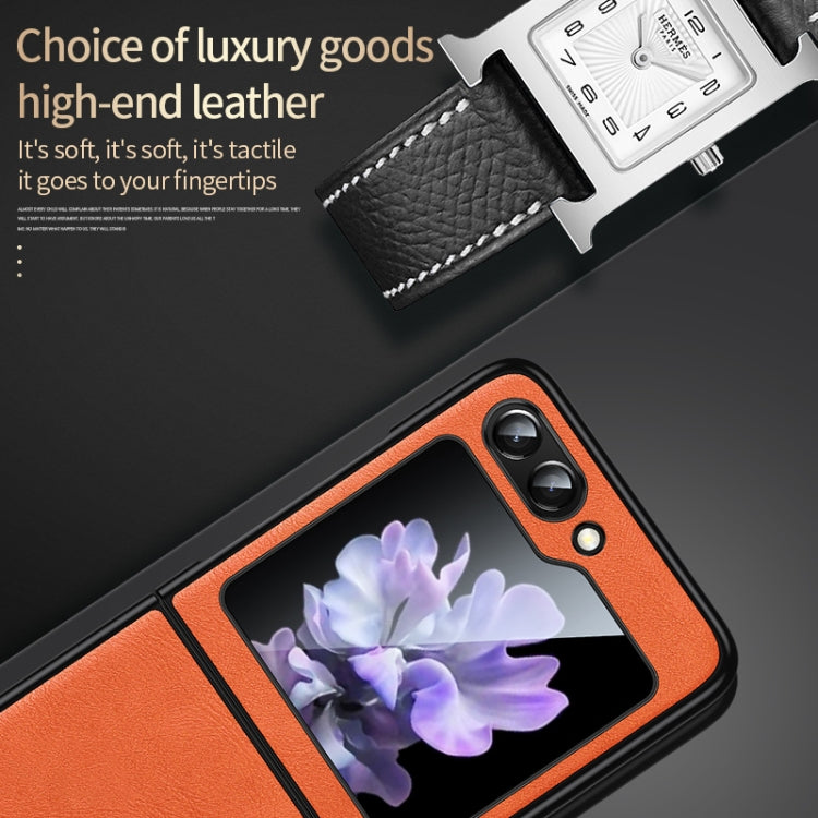 SULADA Shockproof TPU + Handmade Leather Phone Case, For Samsung Galaxy Z Flip6 / Flip7 FE, For Samsung Galaxy Z Flip5, For Samsung Galaxy Z Flip4