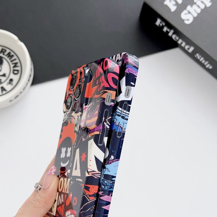 For iPhone 12 Pro Max Painted Pattern Precise Hole PC Phone Case(Green SCR)