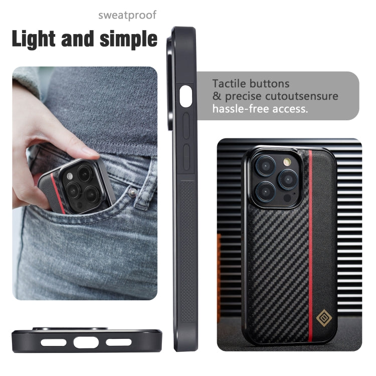 For iPhone 14 Plus LC.IMEEKE 3 in 1 Carbon Fiber Texture Shockproof Phone Case(Black)