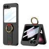 For Samsung Galaxy Z Flip5 GKK Integrated Ultrathin Shockproof Phone Case with Ring Wrist Strap(Carbon Fiber)