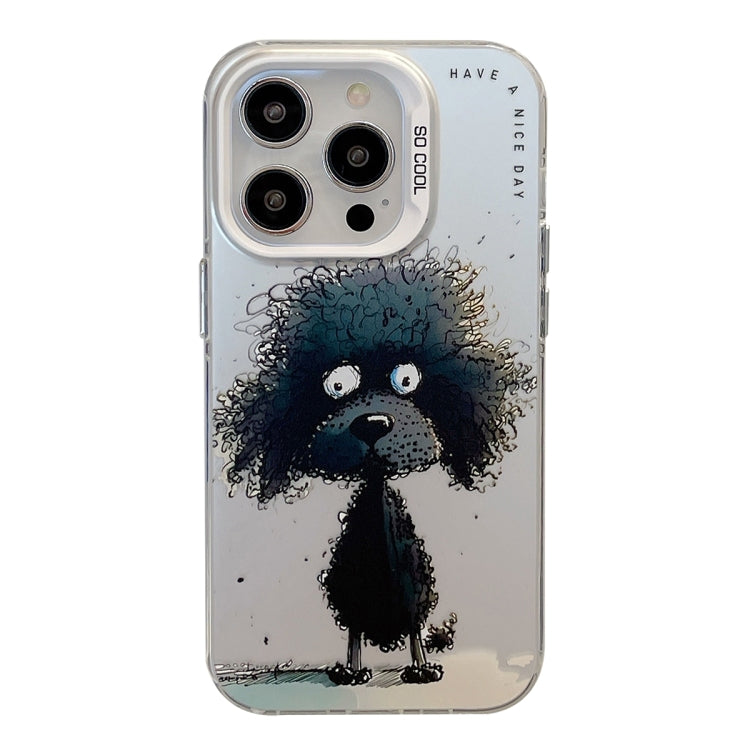 For iPhone 14 Pro Max Animal Pattern Oil Painting Series PC  TPU Phone Case(Black Dog)