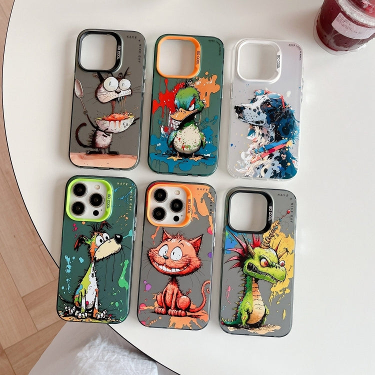 For iPhone 14 Pro Animal Pattern Oil Painting Series PC  TPU Phone Case(Dragon)