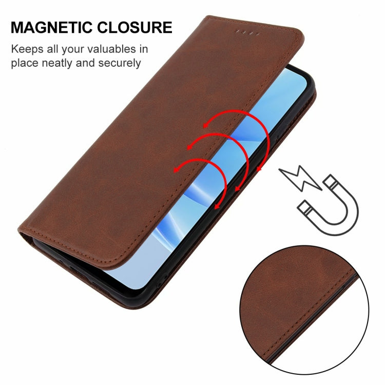 For OPPO A17 / A17K Magnetic Closure Leather Phone Case(Brown)
