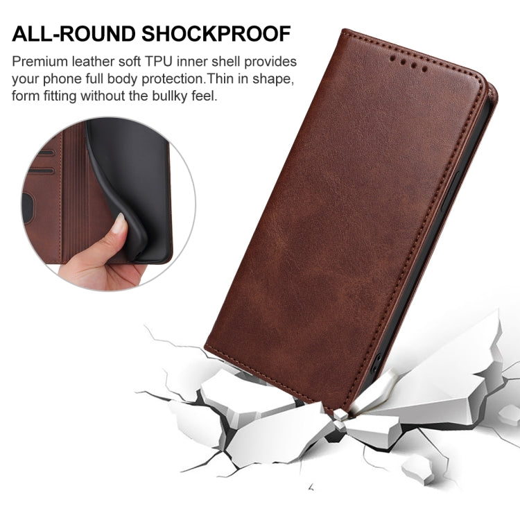 For OPPO A17 / A17K Magnetic Closure Leather Phone Case(Brown)