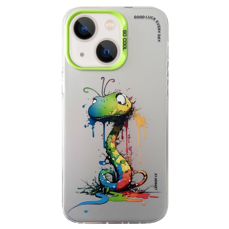 Double Layer Color Silver Series Animal Oil Painting Phone Case, For iPhone 14