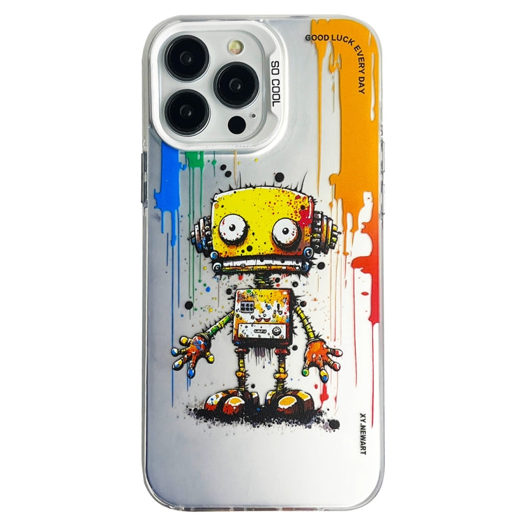 Double Layer Color Silver Series Animal Oil Painting Phone Case, For iPhone 14 Pro