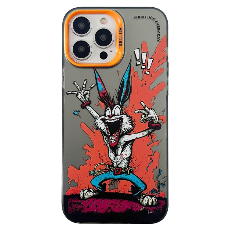 Double Layer Color Silver Series Animal Oil Painting Phone Case, For iPhone 14 Pro