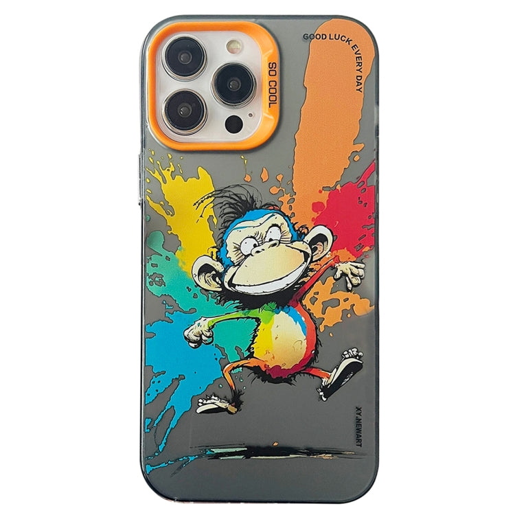Double Layer Color Silver Series Animal Oil Painting Phone Case, For iPhone 14 Pro