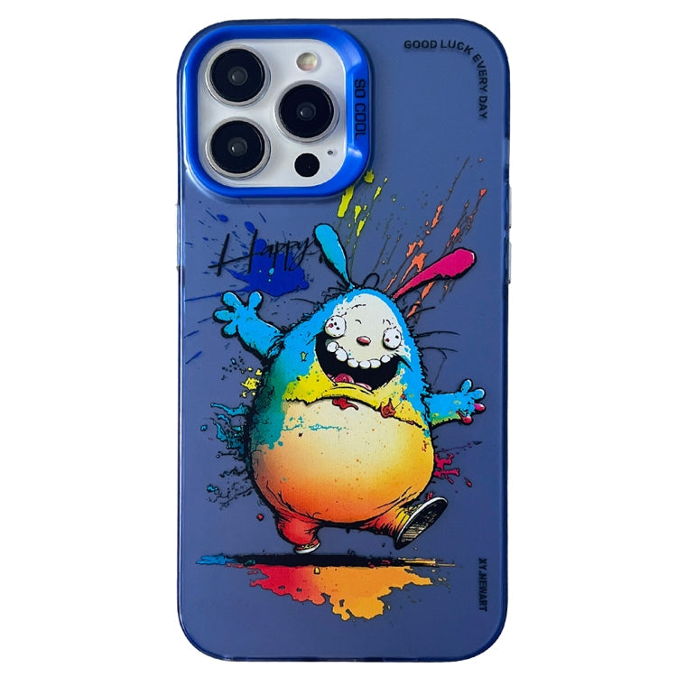 Double Layer Color Silver Series Animal Oil Painting Phone Case, For iPhone 14 Pro