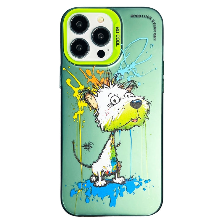 Double Layer Color Silver Series Animal Oil Painting Phone Case, For iPhone 13 Pro