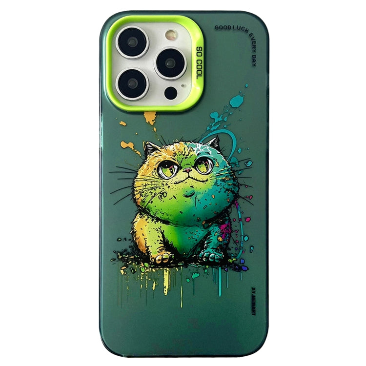 Double Layer Color Silver Series Animal Oil Painting Phone Case, For iPhone 13 Pro