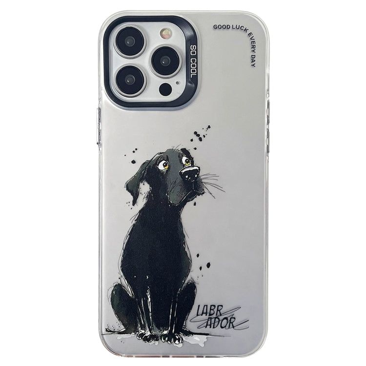 Double Layer Color Silver Series Animal Oil Painting Phone Case, For iPhone 13 Pro