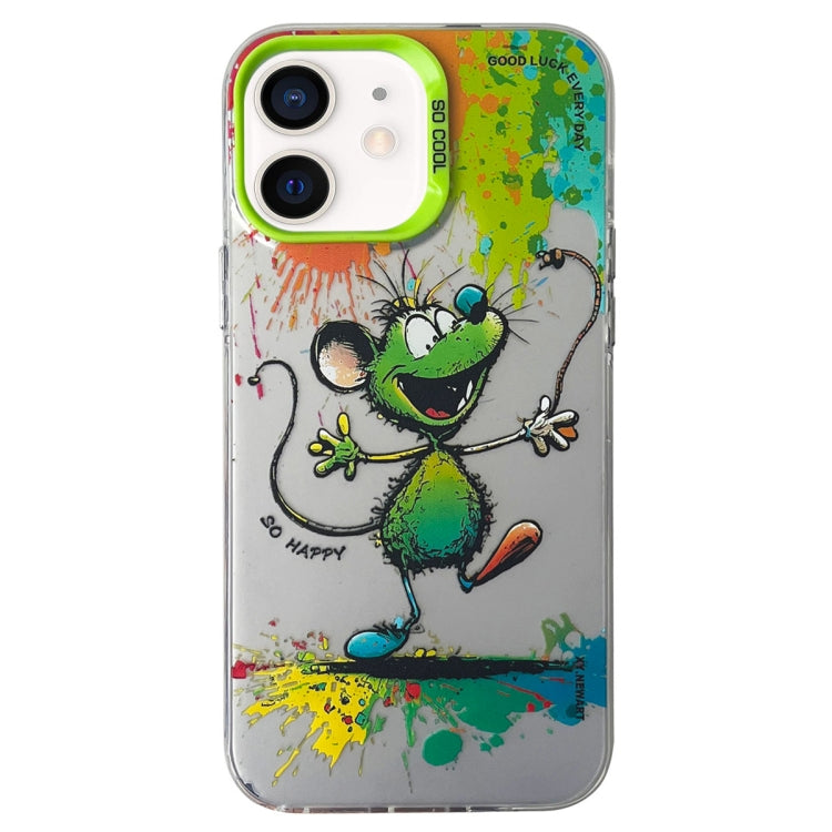 Double Layer Color Silver Series Animal Oil Painting Phone Case, For iPhone 12