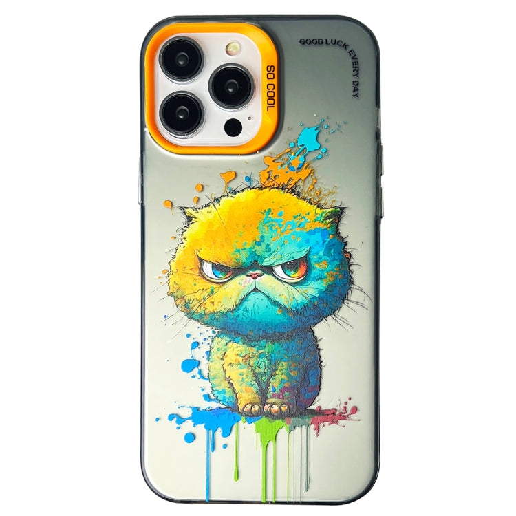 Double Layer Color Silver Series Animal Oil Painting Phone Case, For iPhone 12 Pro Max