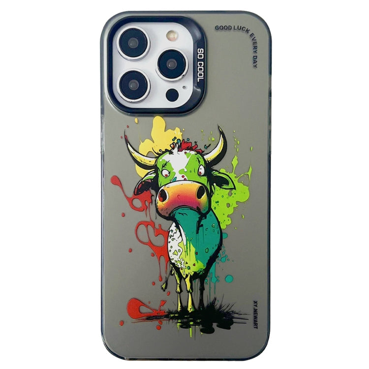Double Layer Color Silver Series Animal Oil Painting Phone Case, For iPhone 12 Pro Max