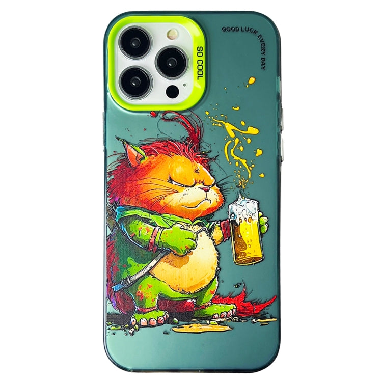 Double Layer Color Silver Series Animal Oil Painting Phone Case, For iPhone 12 Pro Max