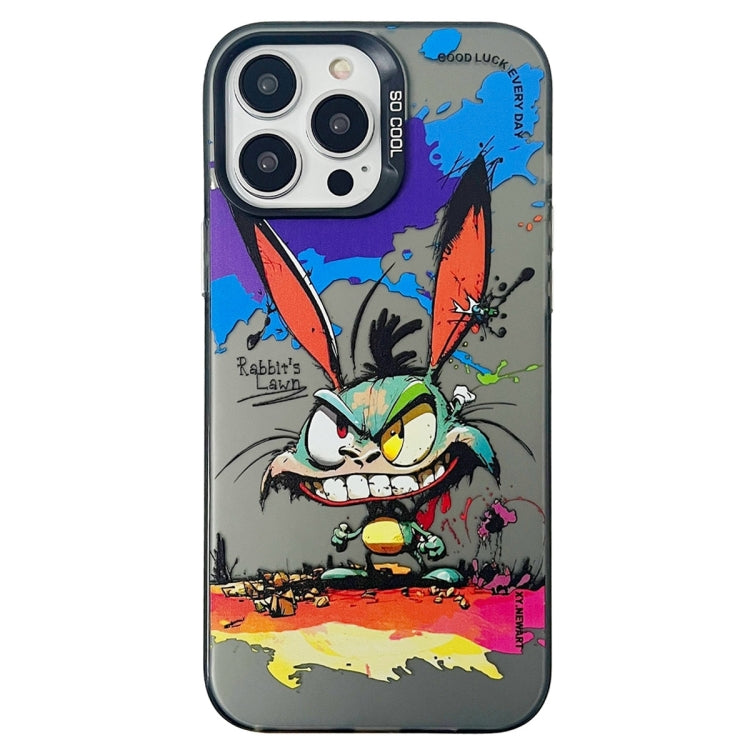 Double Layer Color Silver Series Animal Oil Painting Phone Case, For iPhone 15 Pro Max