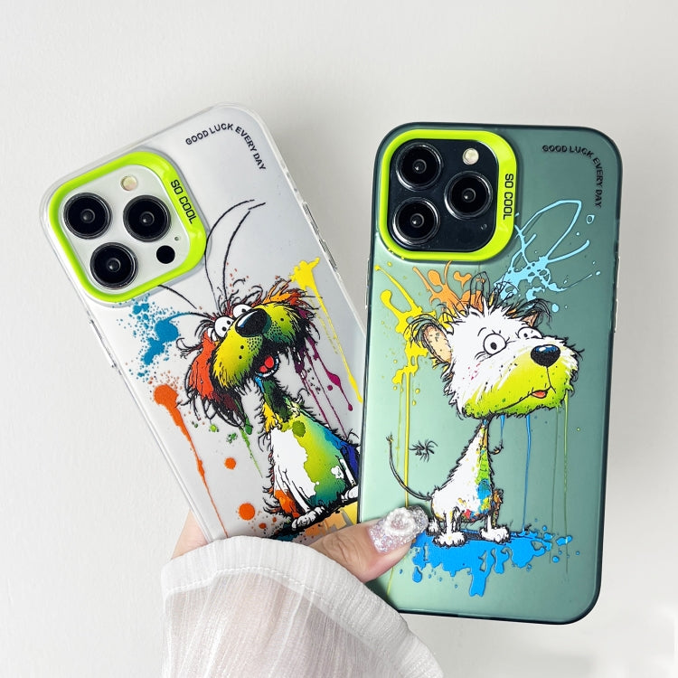 Double Layer Color Silver Series Animal Oil Painting Phone Case, For iPhone 13 Pro Max