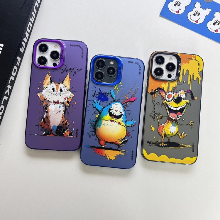 Double Layer Color Silver Series Animal Oil Painting Phone Case, For iPhone 12 Pro