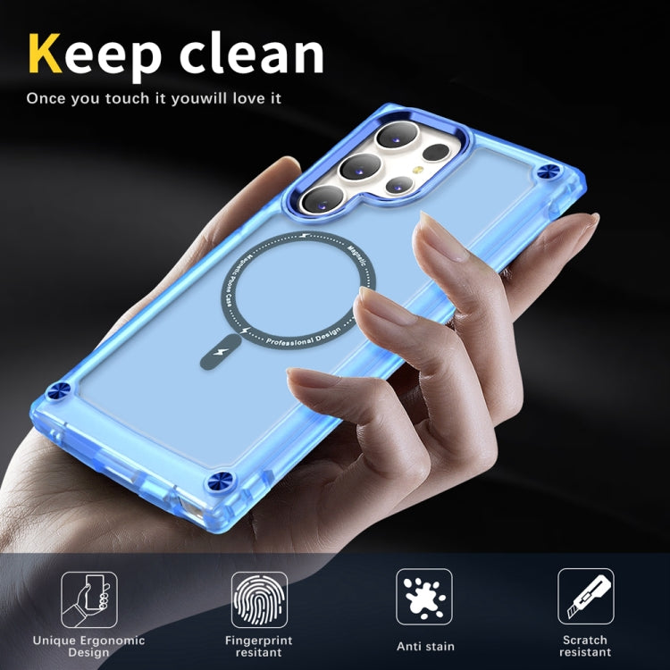 For Samsung Galaxy S23 Ultra 5G Skin Feel TPU  PC MagSafe Magnetic Phone Case(Transparent Blue)