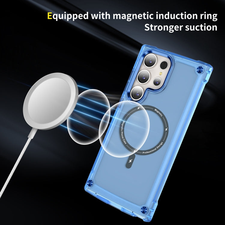 For Samsung Galaxy S23 Ultra 5G Skin Feel TPU  PC MagSafe Magnetic Phone Case(Transparent Blue)