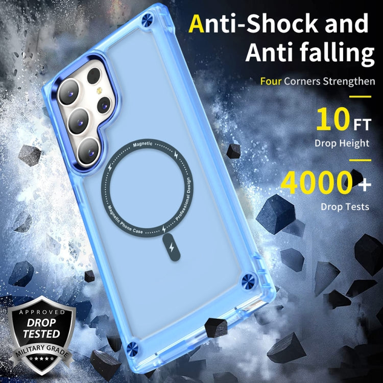 For Samsung Galaxy S23 Ultra 5G Skin Feel TPU  PC MagSafe Magnetic Phone Case(Transparent Blue)