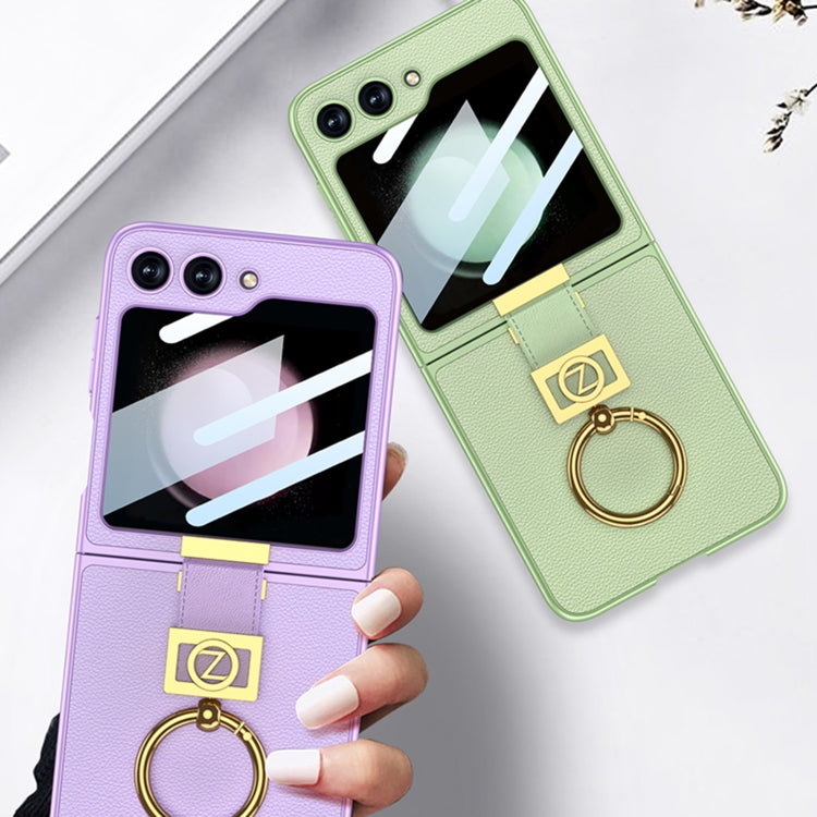 GKK Ultra-thin Z Ring Holder Leather Phone Case, For Samsung Galaxy Z Flip5